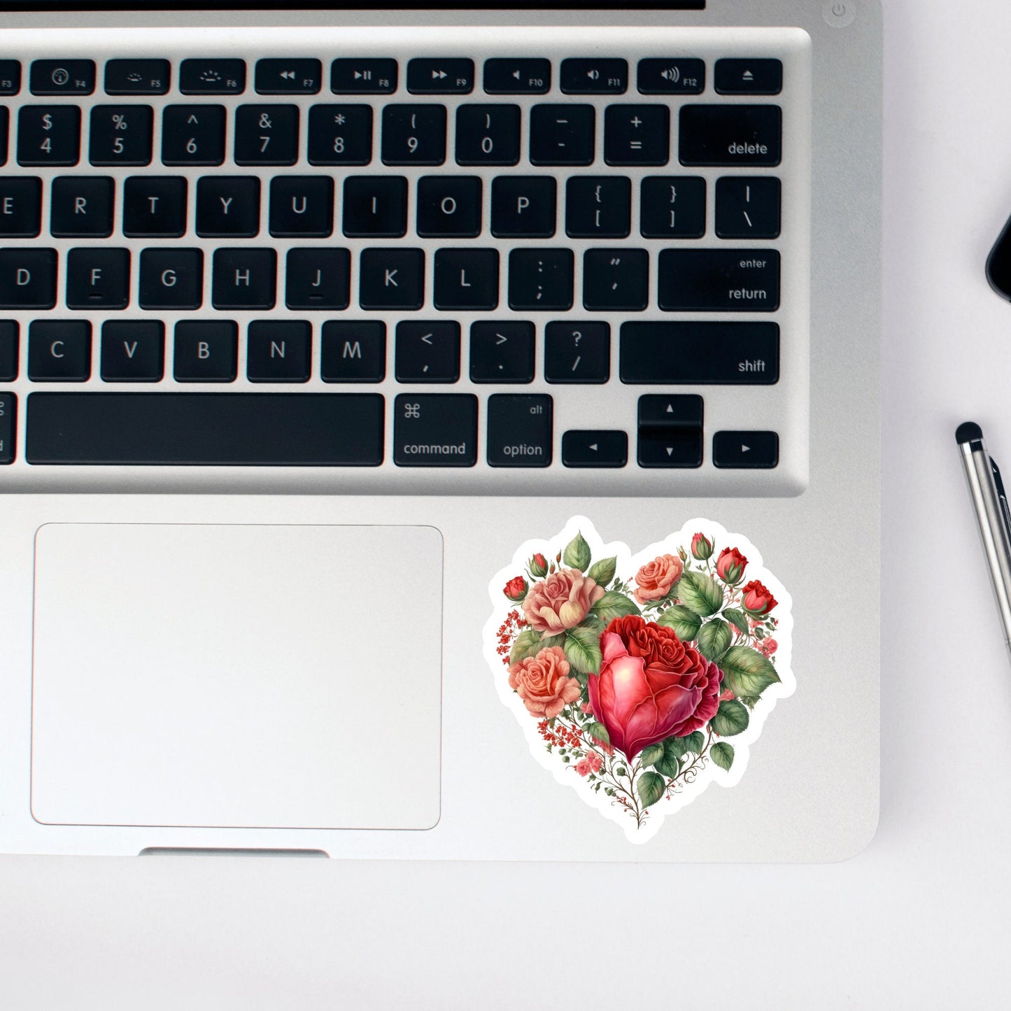 Beautiful Vintage Floral Heart, Waterproof Dishwasher Safe  Handmade cute Vinyl Sticker for gift, planner, book and laptop stickers