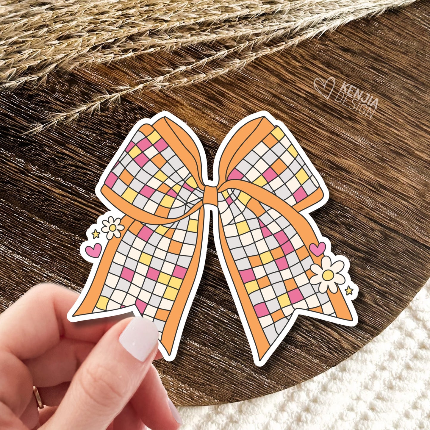 Disco Ribbons Stickers  / Orange Ribbon Sticker / Bow Stickers / Trendy Disco Ball Sticker / Groovy Retro Aesthetic Kindle Stickers