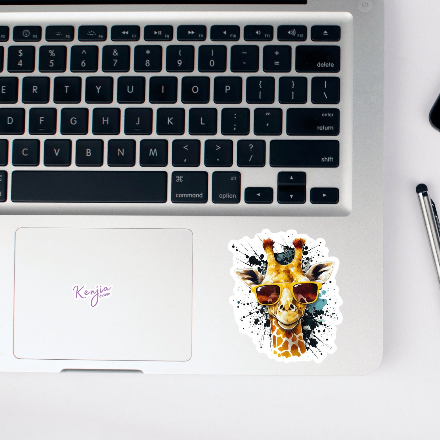 Cute Handmade Cool Giraffe Sticker with Watercolor Effect in Vinyl, Waterproof for planner, book , laptop stickers