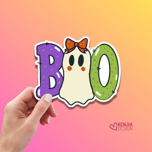BOO Halloween Stickers, Halloween Planner Stickers, Spooky Cute Ghost, Decoration for Phone Case, Mug, Kindle, Car, Planner, Laptop, Journal