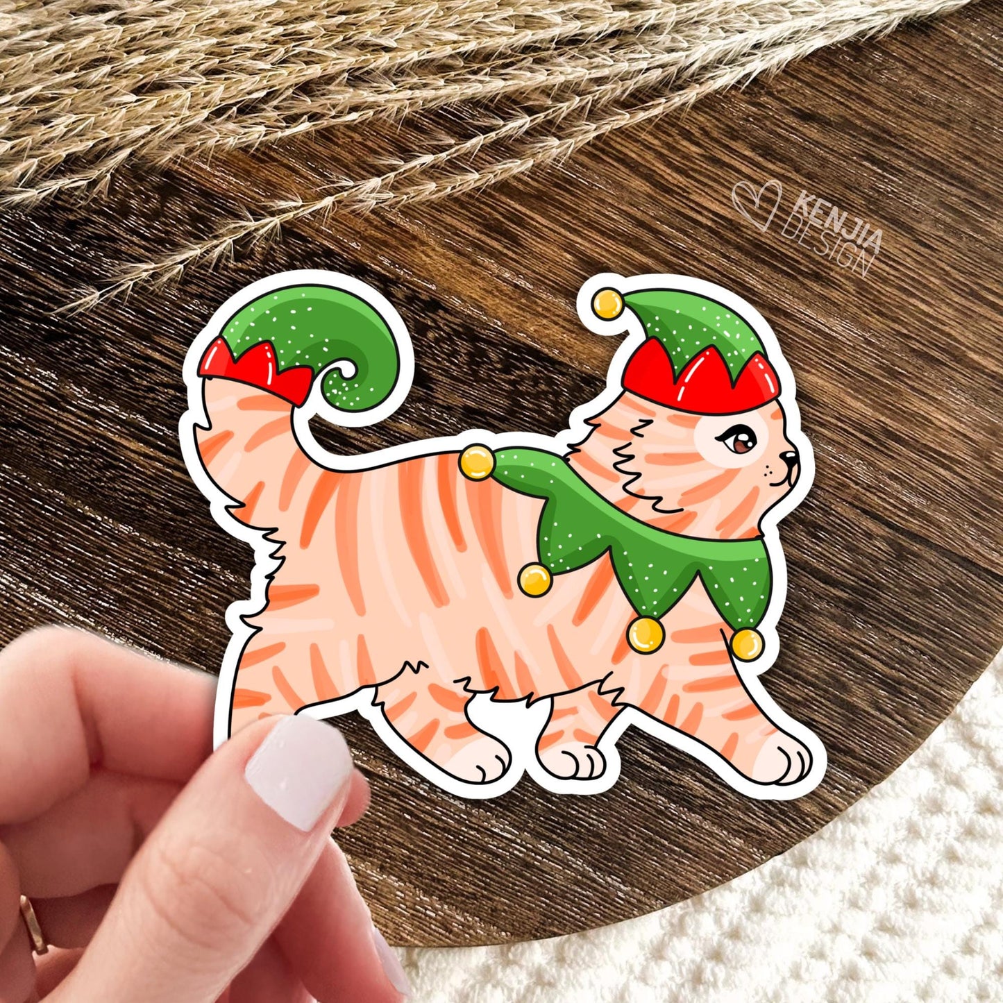 Christmas Cat Stickers / Cat Lover Gift / Cute Kitten Holiday Season Decals for Christmas Tree / Tis the Season / Kindle Stickers