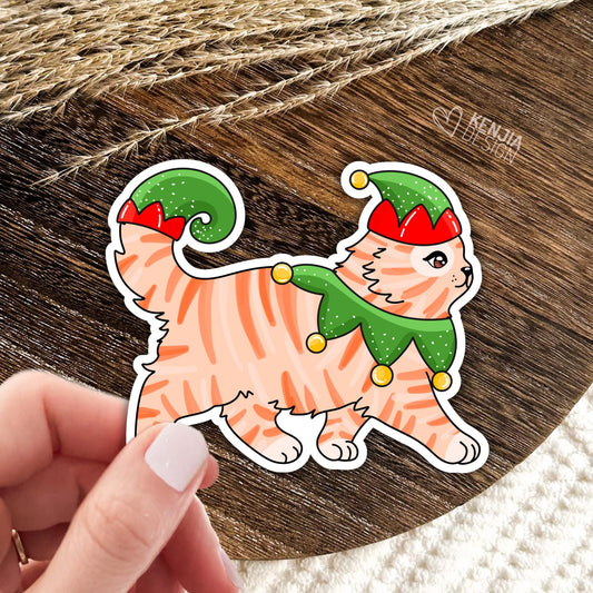 Christmas Cat Stickers / Cat Lover Gift / Cute Kitten Holiday Season Decals for Christmas Tree / Tis the Season / Kindle Stickers