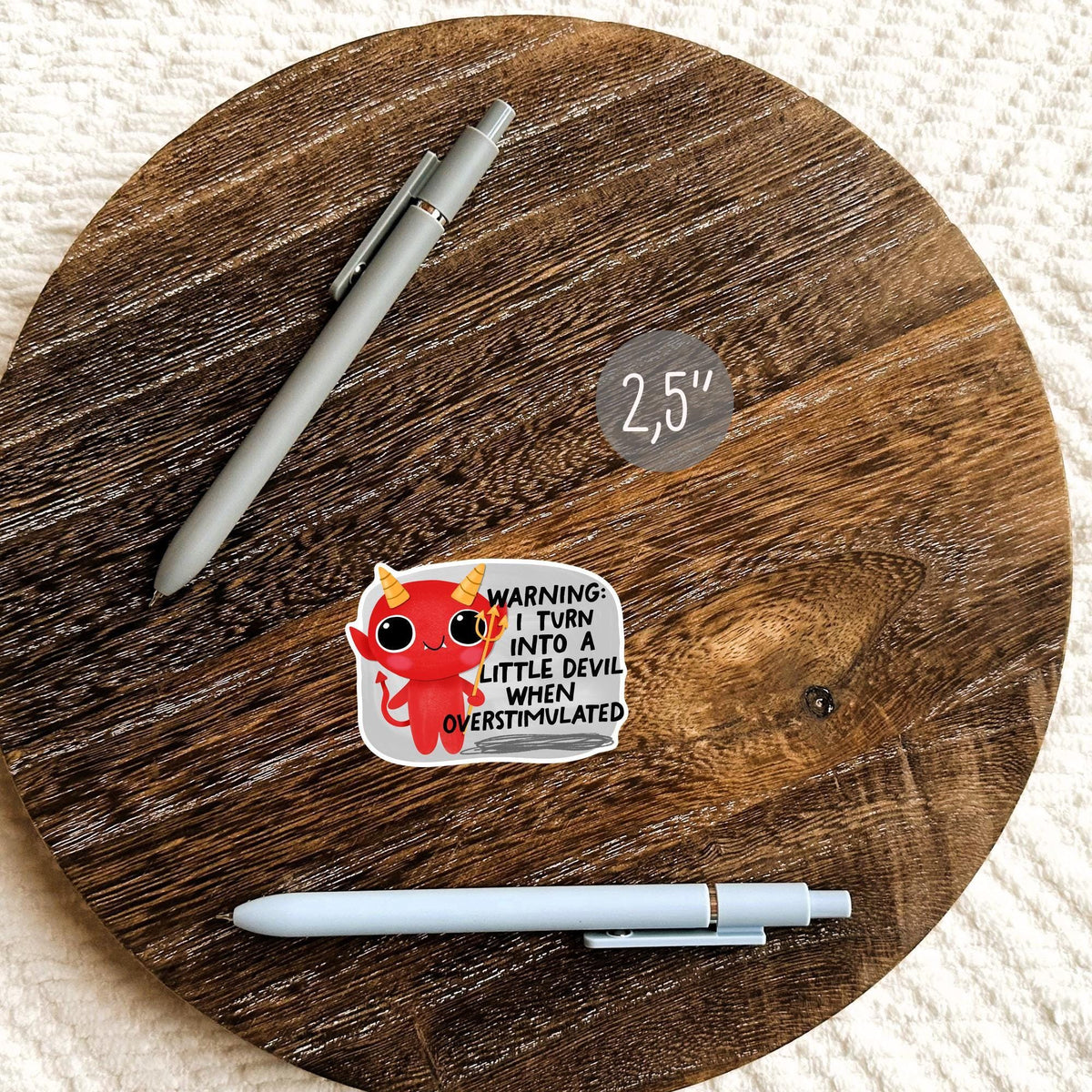 Little Devil Overstimulated Sticker / Funny Mental Health Gift / Cute Demon Decal / Sensory Overload Humor / Neurodivergent Present