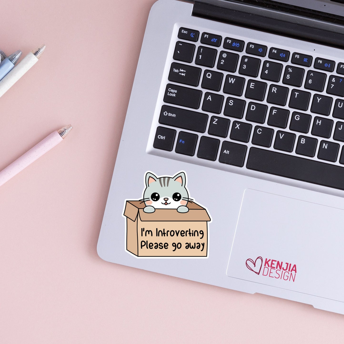 Cute Kawaii Cat in a Box, I'm Introverting, Please Go Away Stickers and Fridge Magnets for Antisocial Moms Club, Coworker Gift