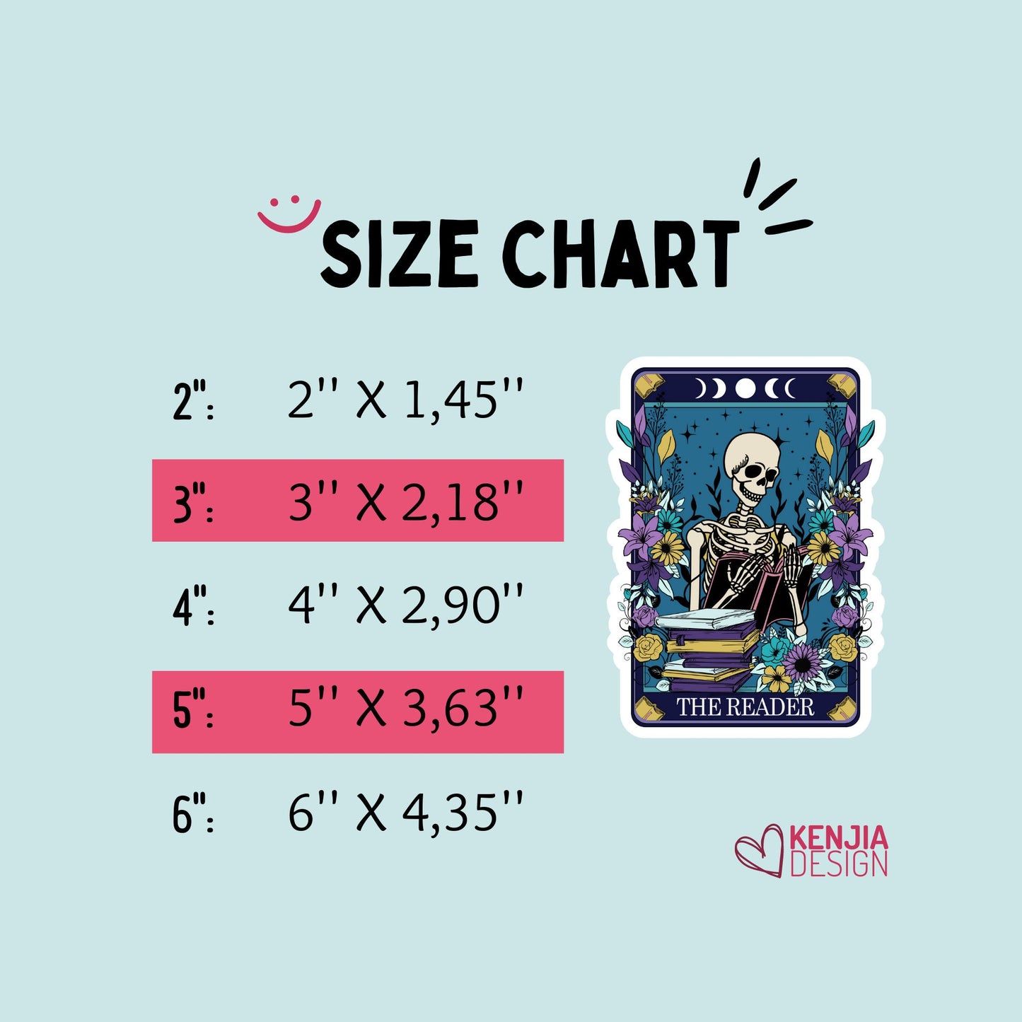 Funny Cute Skull Reading Book Stickers  Tarot Card | Waterproof Bookish Sticker, Planner Laptop Water Bottle Bumper Sticker