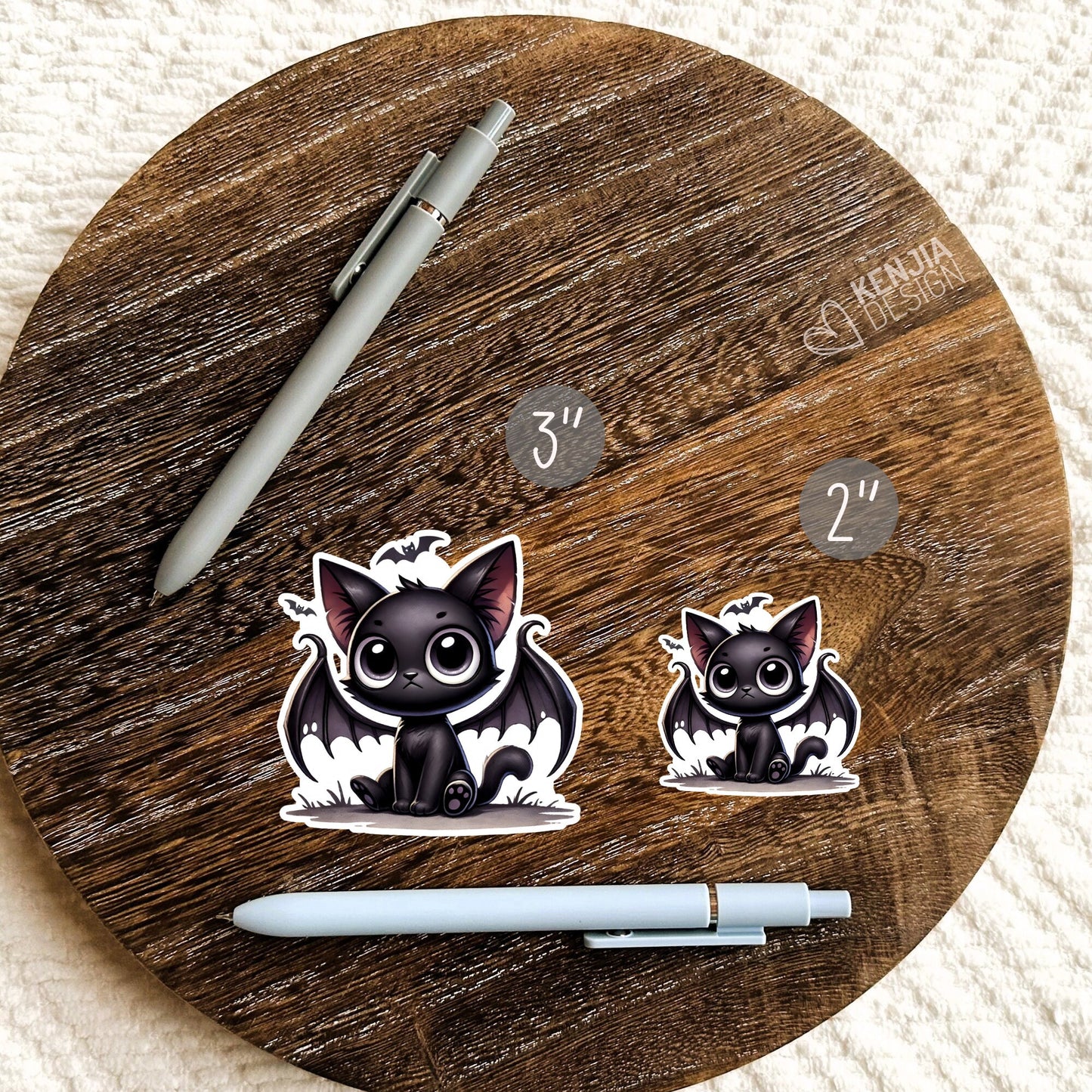 Halloween Black Bat Cat Sticker / Animal Lover / Cat Lovers / Kindle Stickers / Halloween Stickers / Bat Stickers / Dragon Stickers