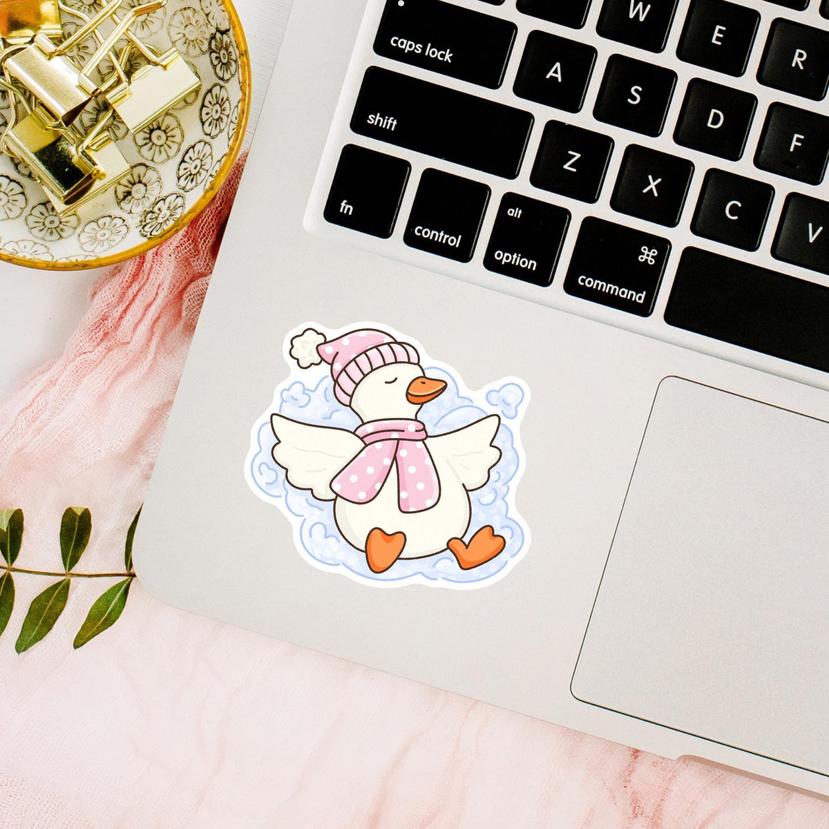 Snow Angel Goose Sticker / Winter Animal Gift / Cute Bird Decal / Cozy Holiday Vibes / Kawaii Seasonal Art / Funny Cold Weather Charm