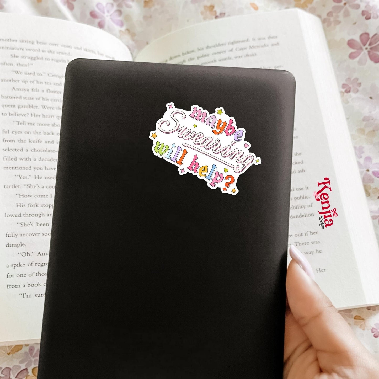 Maybe Swearing Will Help Sticker / Cute Relatable Humor Sticker / Funny Sarcastic Quote / Aesthetic Stress Relief Gift / Adult Humor