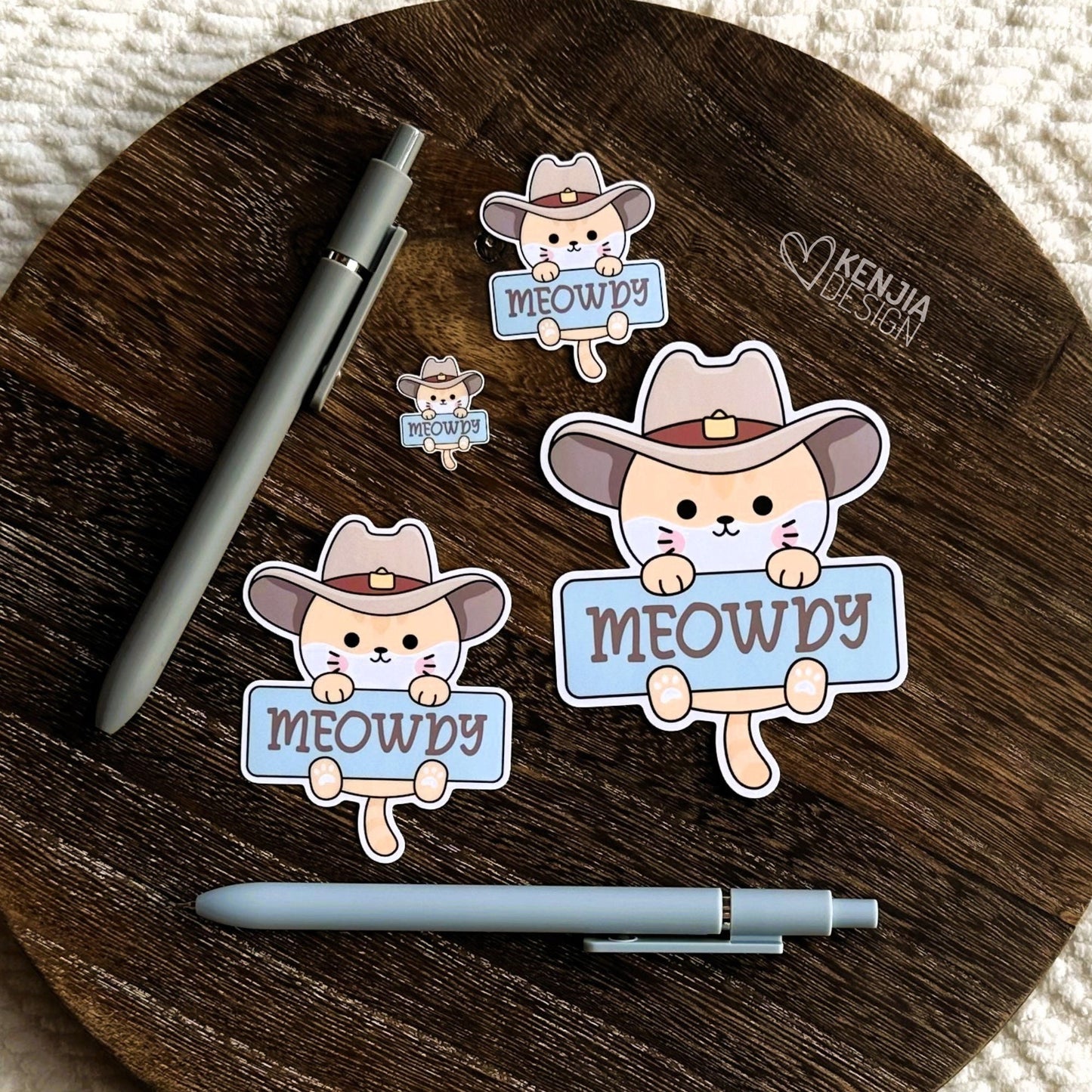 Meowdy Western Cowboy Cat Stickers and Fridge Magnets, Country Cat Stickers, Cowboy Stickers for Laptop, Water bottle Waterproof Stickers