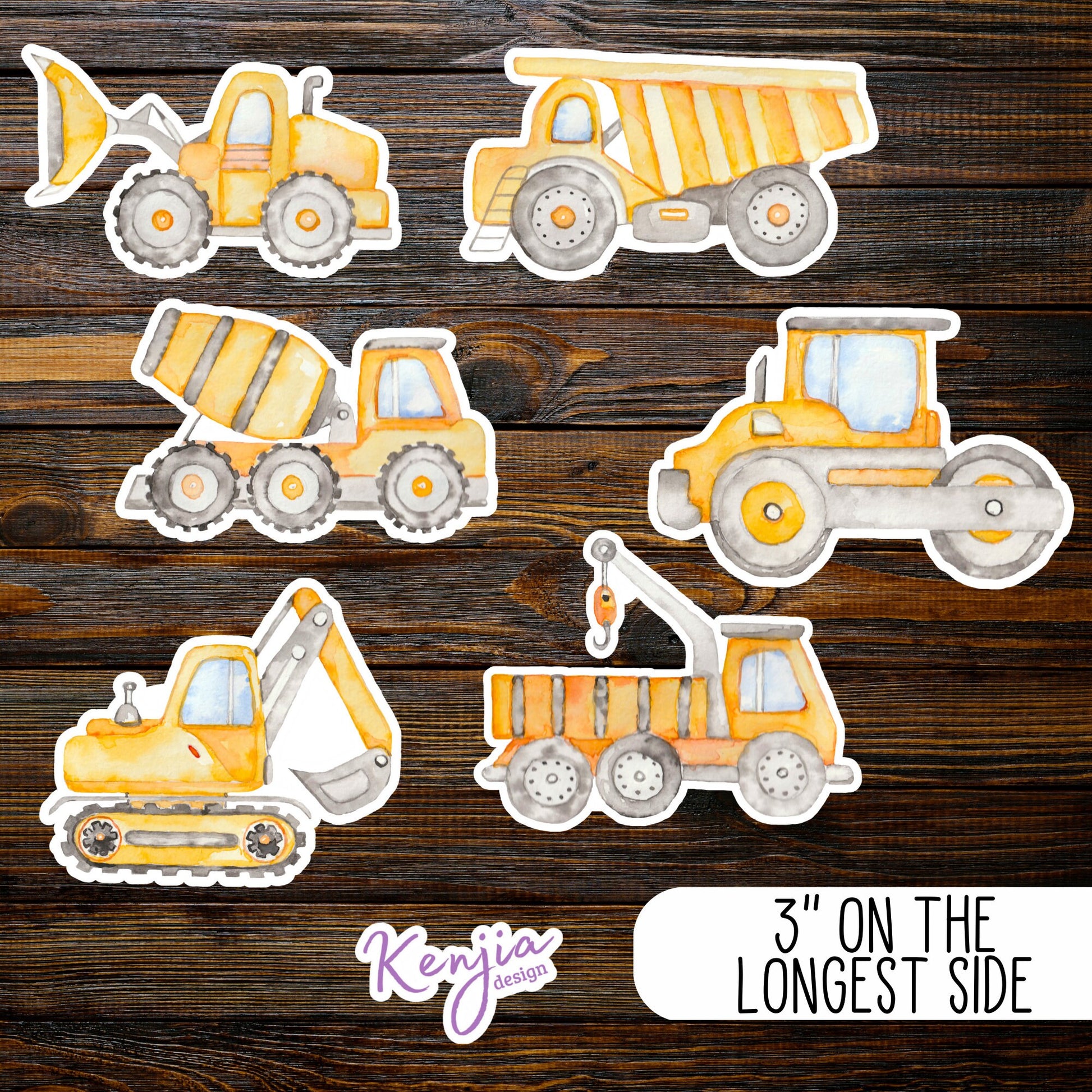Construction Vehicles Sticker | Laptop Stickers | Kenjia Design
