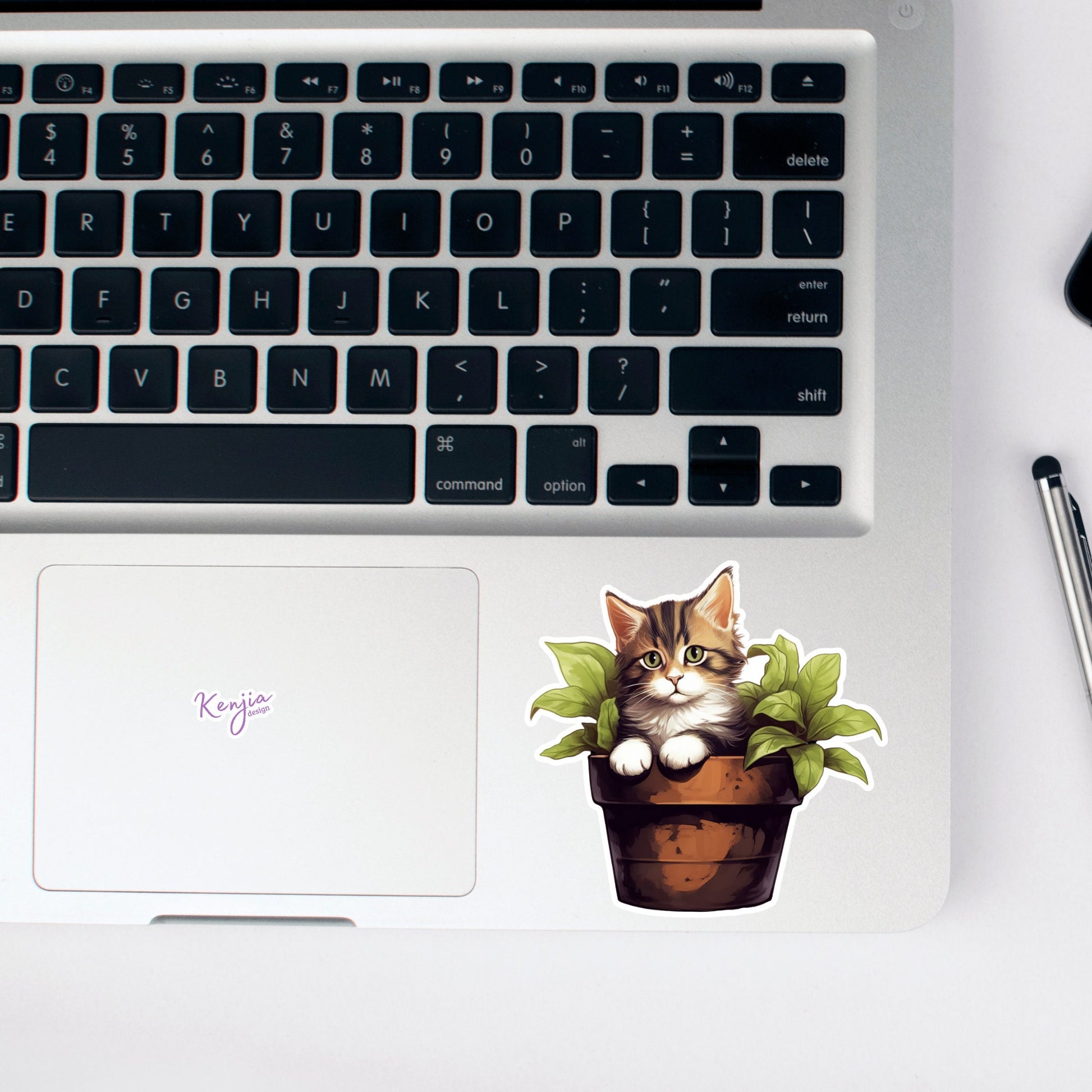 Cat Sticker with Plants | Cute Cat Stickers | Kenjia Design